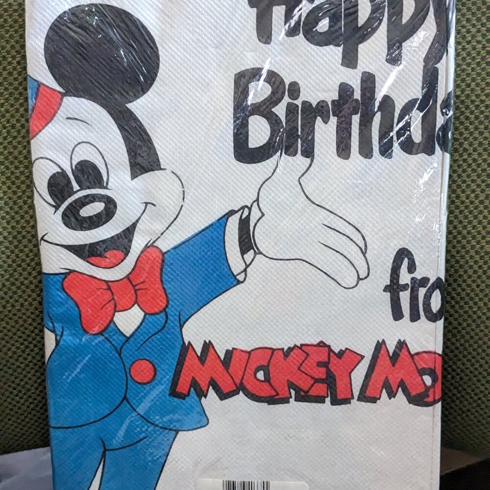 Vintage New BEACH Walt Disney Productions Mickey Paper Table Cloth 54" x 96"